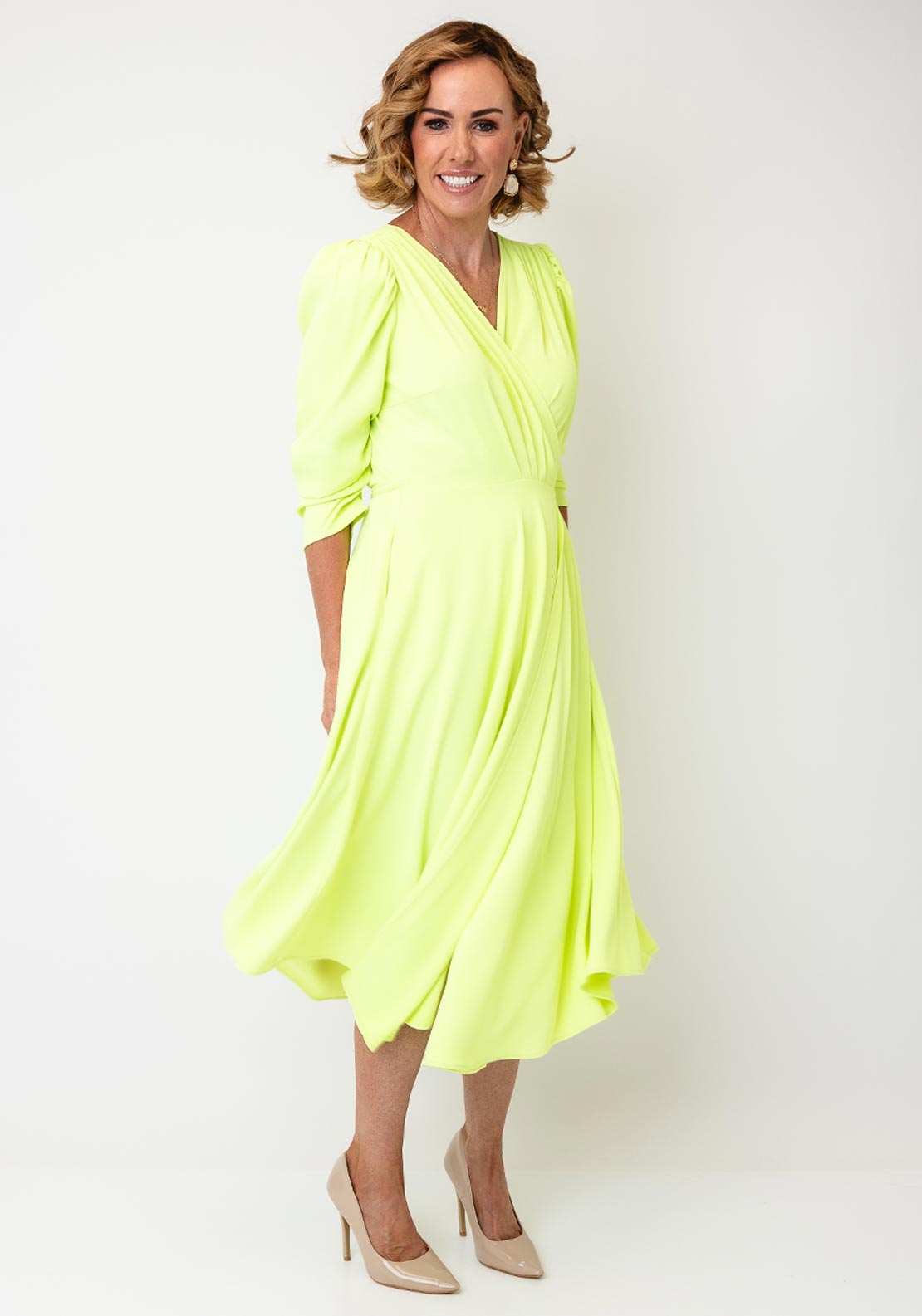 Coco Doll Emo Wrap Dress, Lime Green