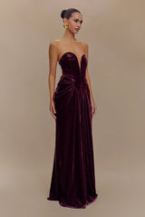 Paige Strapless Velvet Maxi Dress - Plum
