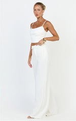 Liora Top - Pin Tucked Scoop Neck Top in White
