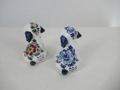delftblue and multicolor ceramic puppies