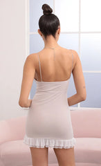 Ruched Bodycon Dress in White Mesh