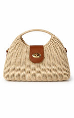 Ebony Bag - Straw Crossbody Bag in Tan