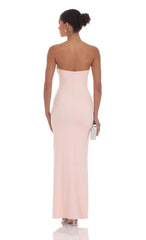 Silver Rose Cutout Maxi Dress in Pink
