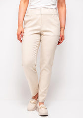 Esqualo High Waisted Slim Leg Trousers, Light Stone