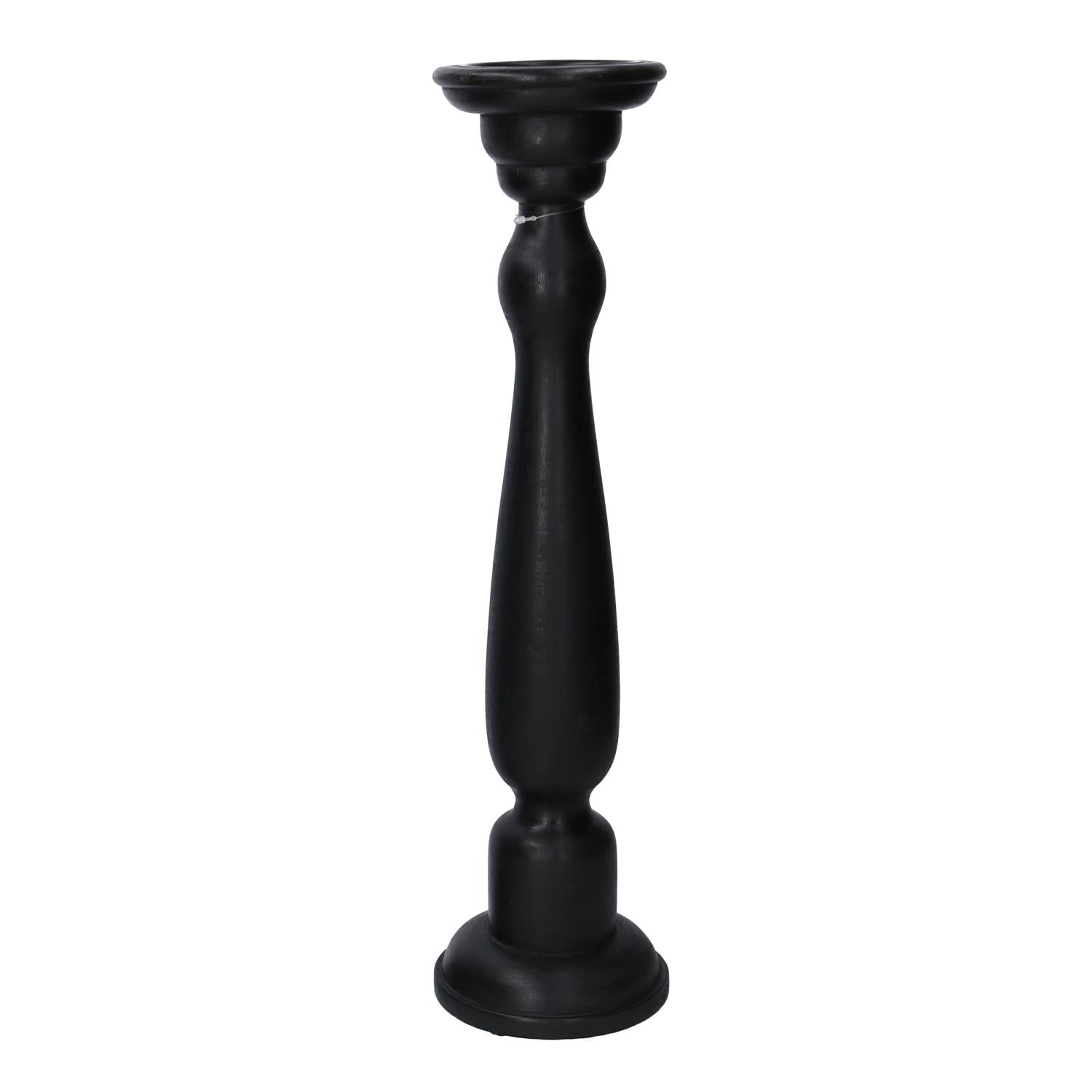 Bougeoir bois noir 11.5/12.5h50 cm