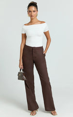 Gena Top - Off Shoulder Gathered Short Sleeve Top in Cream