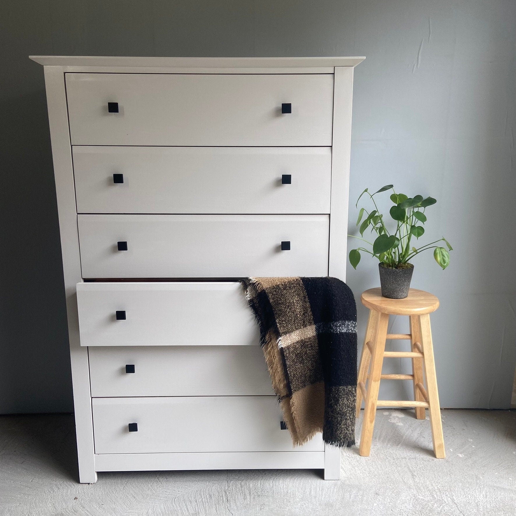 SOLD • Modern Solid Wood, Tall, White Dresser