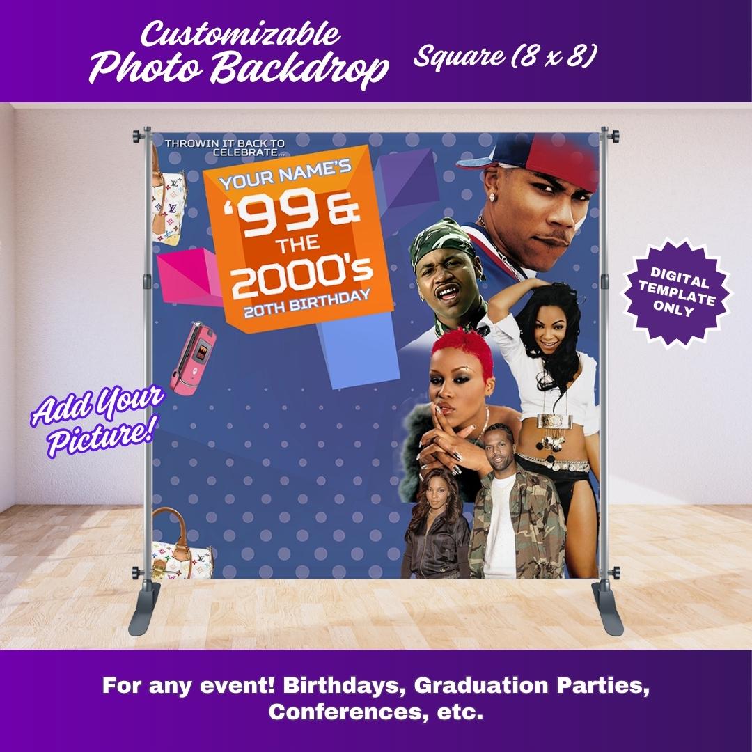 106 and Park Party Light Purple Backdrop Editable Canva Template (8x8 ft)