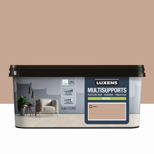 Peinture mur, boiserie, radiateur eva 3 satin LUXENS , 2.5L