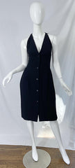 1970s Halston Silk Rayon Sleeveless Chic Vintage 70s Little Black Dress For Sale at 1stDibs