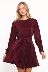 Petal and Pup USA DRESSES Joy Plisse Mini Dress - Burgundy