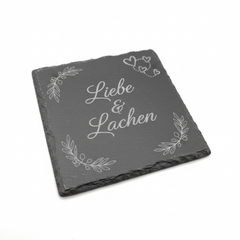 Schiefer-Untersetzer mit individueller Lasergravur - personalisierte Schiefertafel