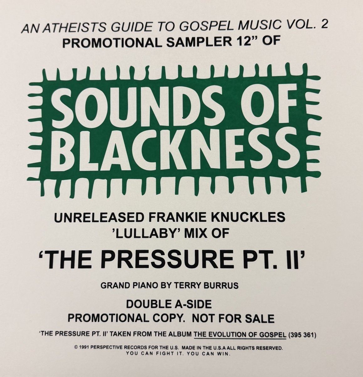Sounds Of Blackness - The Pressure w/ Frankie Knuckles Lullaby Remix Vinyl