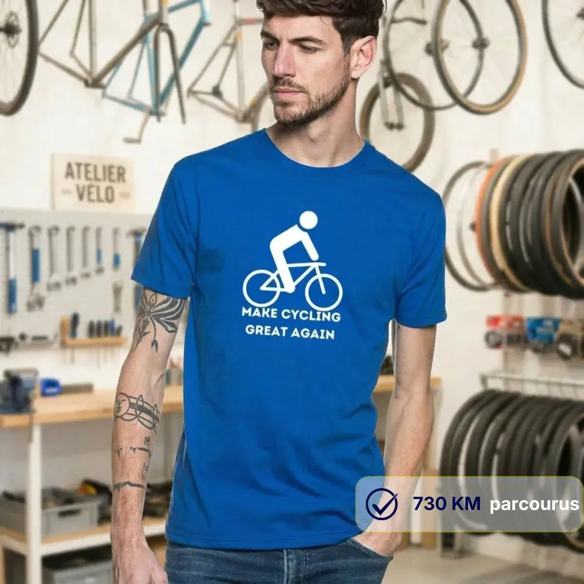 T-shirt Homme bleu roi | Vélo ’Make Cycling great again’