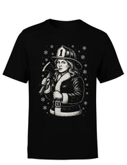 T-Shirt Unisex Feuerwehr Weihnachtsfrau