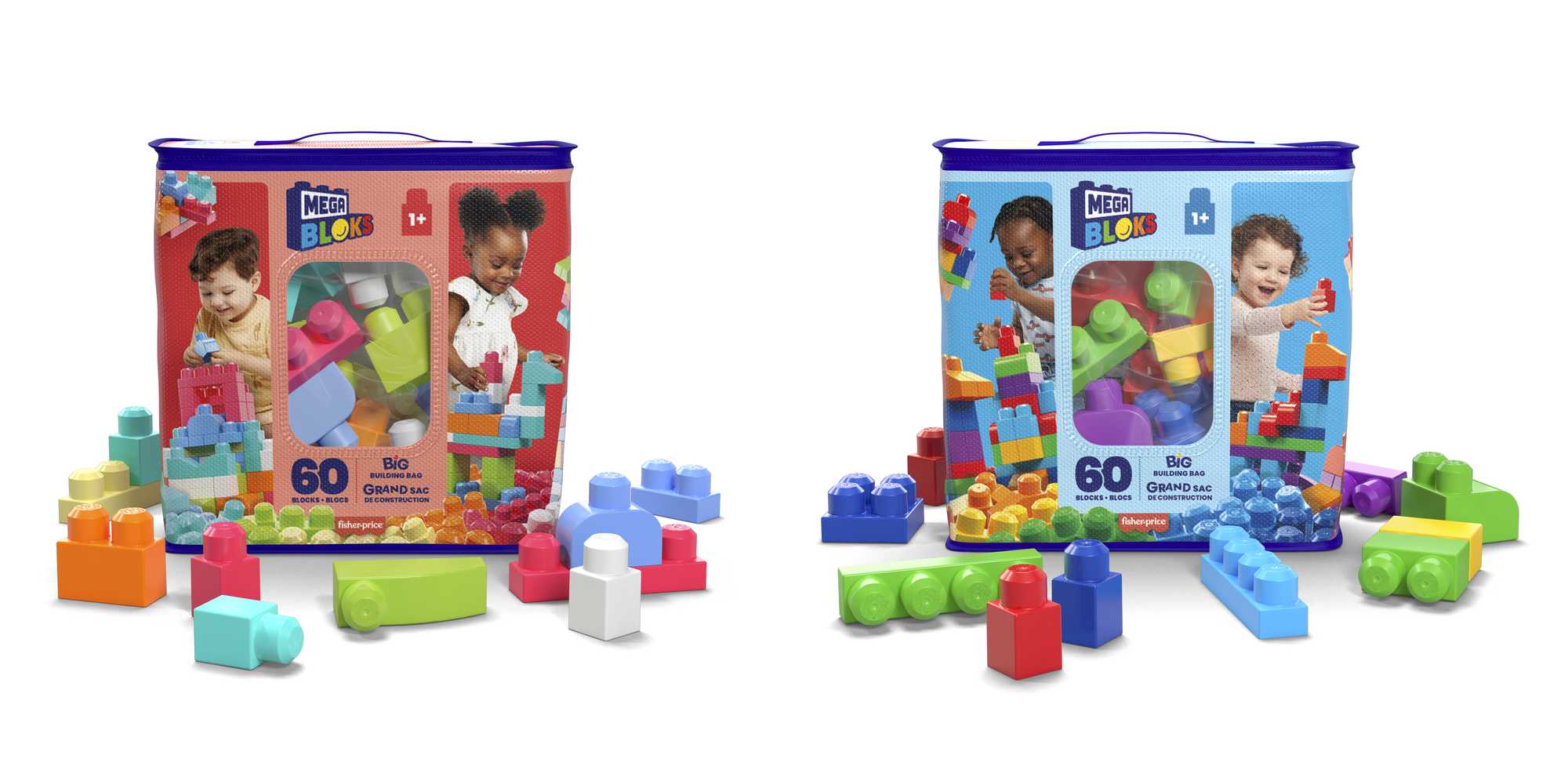 MEGA BLOKS First Builders Big Building Bag Toy Blocks With Storage Bag (60 Pieces) For Toddler