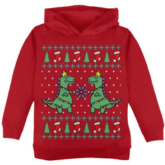 Tree Rex T Rex Ugly Christmas Sweater Toddler Hoodie
