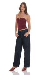 Mid Rise Baggy Jeans in Navy