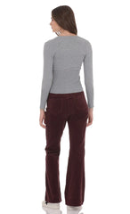 Corduroy Flare Jeans in Burgundy