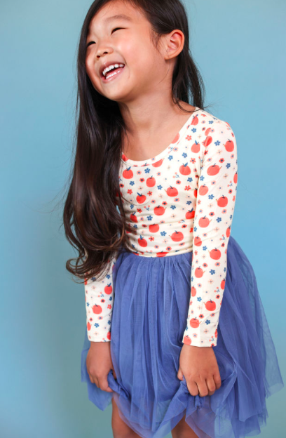 Long Sleeve Tulle Bamboo Tutu Dress (Apple)