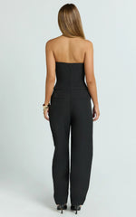 Ebby Jumpsuit - Strapless Barrel Leg Jumpsuit in Black