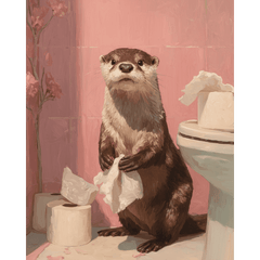 Otter op het toilet- Schilderen op nummers