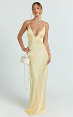 Quincy Maxi Dress - Satin Slip Dress in Lemon