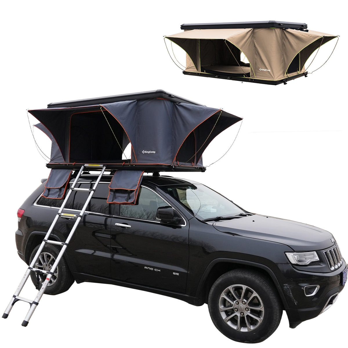 KINGCAMP Auto Dachzelt Boundless 2 Personen Hartschale Dach Zelt Automatik Box