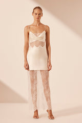 LA LUNE CUMULUS SILK LACE MAXI DRESS - IVORY_F