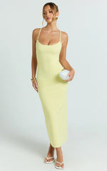 Ramirez Midi Dress - Scoop Neck Low Back Dress in Lemon