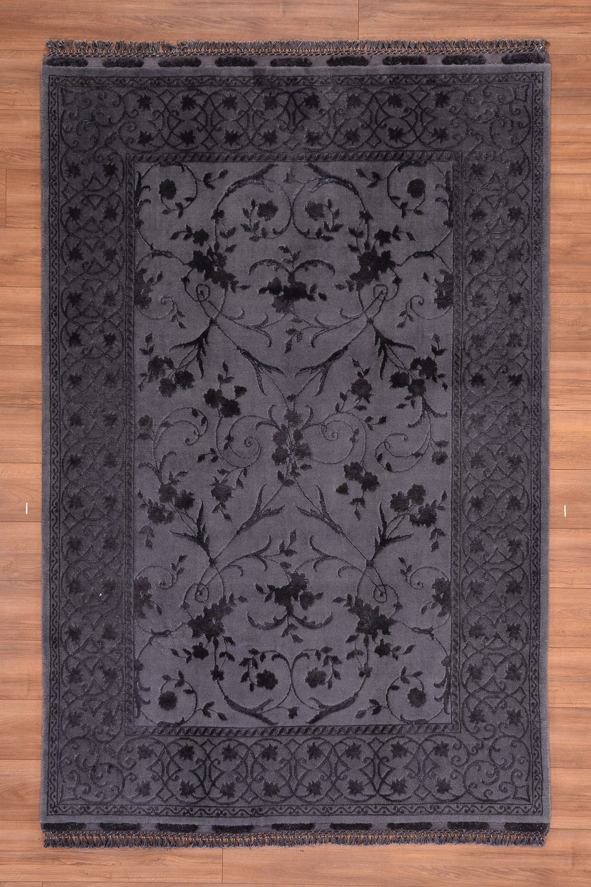 Privat Orijinal El Dokuması Siyah Yün İpek Halı 167x246 4.11 Metrekare - 5x8 ft