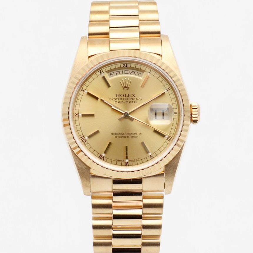 Rolex Day-Date 18238 Gold 36 Men's Gold Watch with Bar Index Rail Dial 1993 Edition 150662451