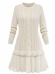 1940s Solid Cable Knit Pleated Hem Sweater Dress, vintage dress, retro fashion - perfect for women who love vintage and retro fashion