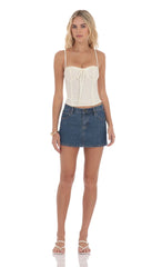 Low Rise Denim Mini Skirt in Blue