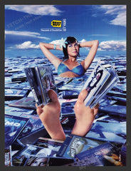 2004 Best Buy Girl in a Sea of CDs Feet Print Advertisement Ad