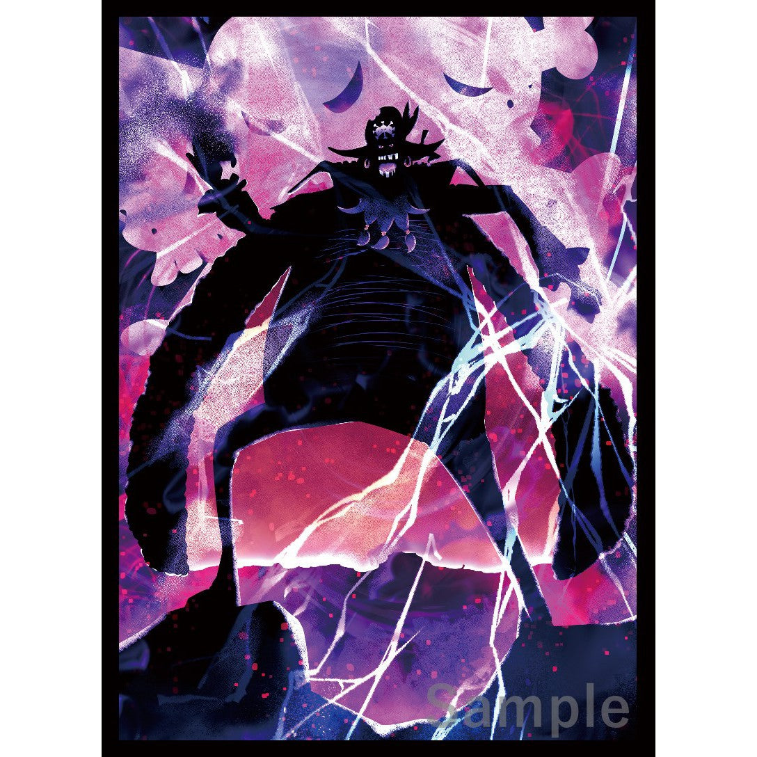Blackbeard Sleeve by White Clover, a PP card sleeve featuring a dark silhouette of Blackbeard against a vibrant purple and pink background with lightning.