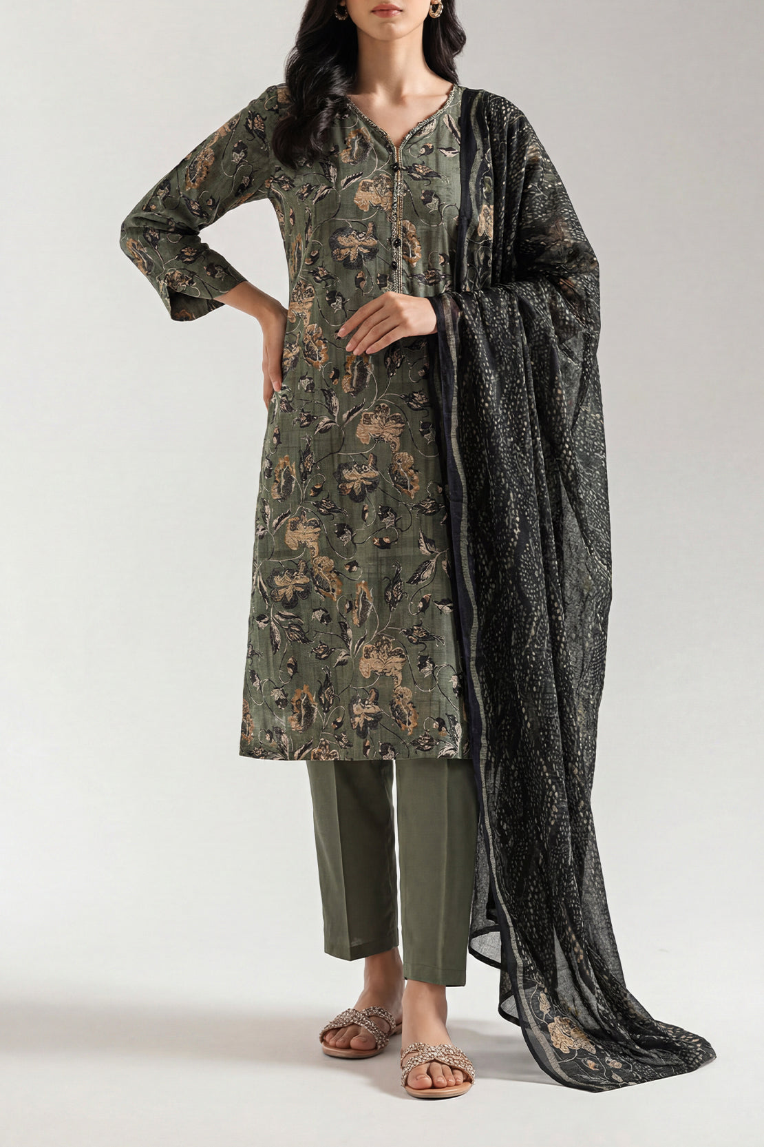Unstitched Printed Lawn 3 Piece