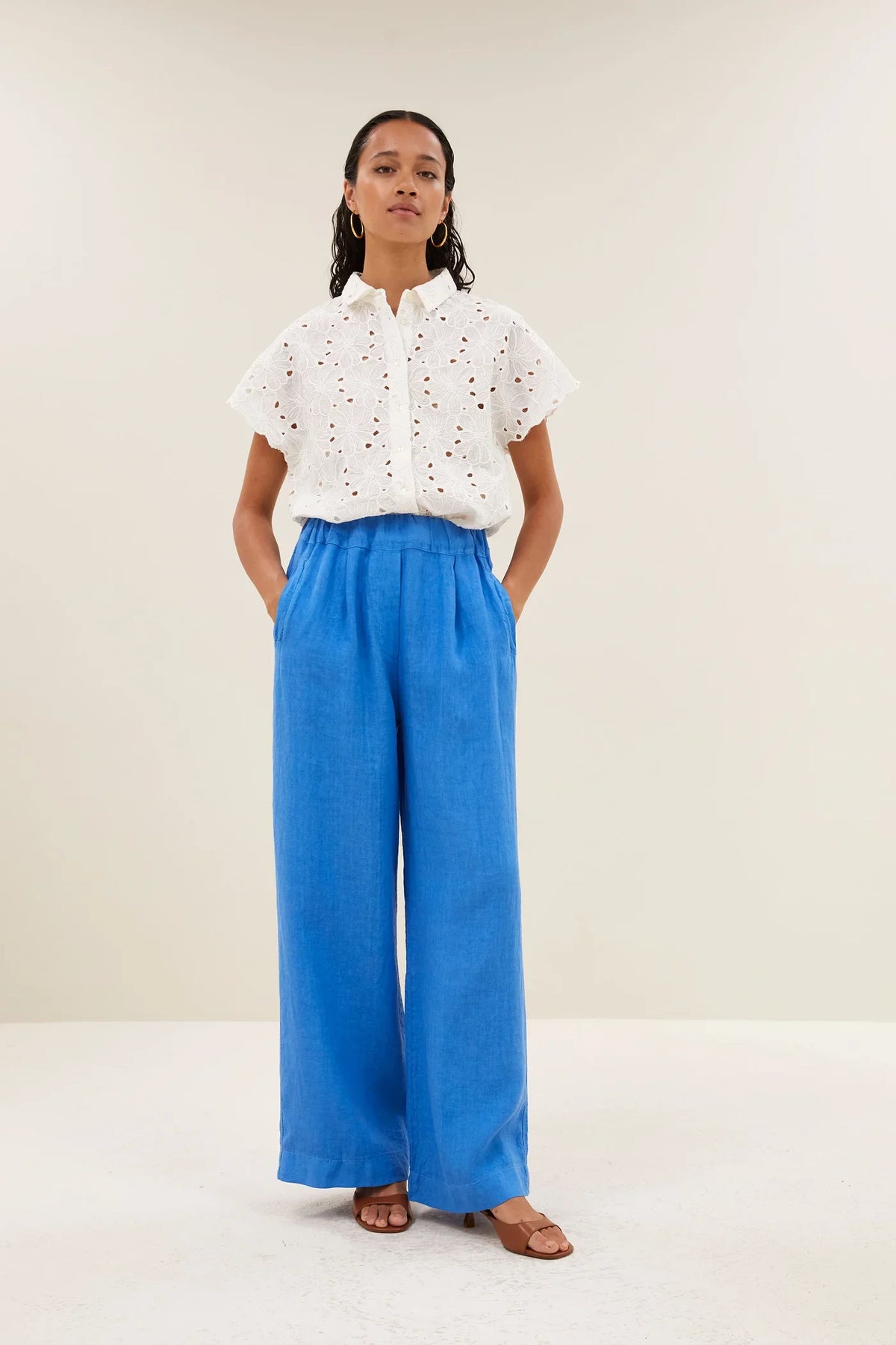 Benji Linen Pants - Regatta Blue