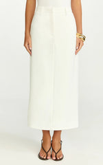 Alanna Midi Skirt - High Waisted Back Split Pencil Skirt in White