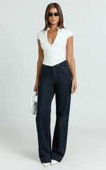 Duncan Top - Cap Sleeve Slit Neck Zip Front Top in White