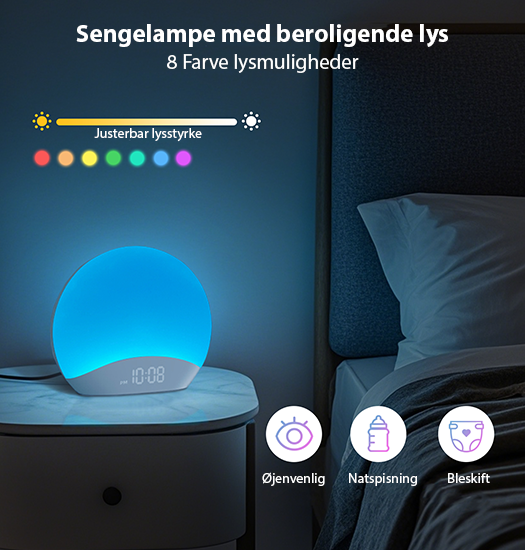Wake-up Lampe | Wake-up Lampe - Lysterapilampe M. 26 Søvnlarmlyde - HFiD™ - DELUXECOVERS.DK