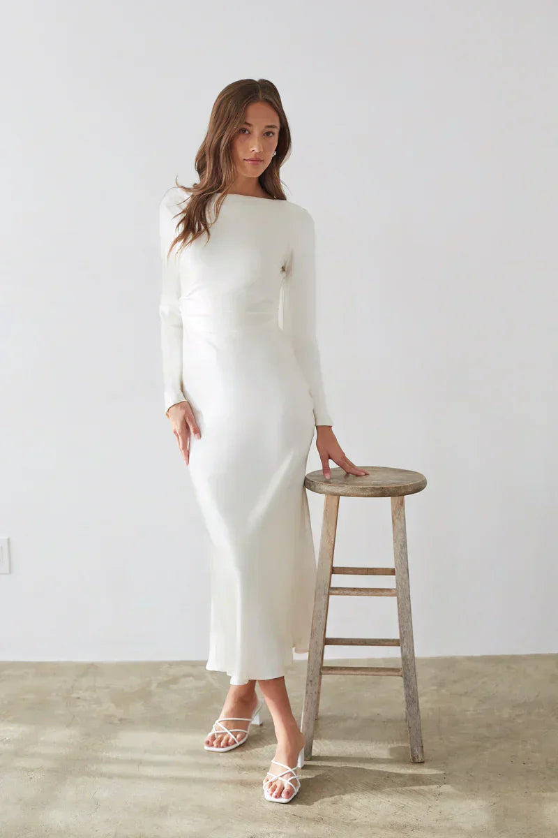 Sofia Open Back Satin Maxi Dress