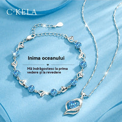 ✨✨【Kup 1, a 1 otrzymasz gratis】💎💎Serce oceanu 925 srebro bransoletka + naszyjnik zestaw