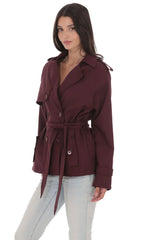 Double Breasted Trench Coat in Burgundy