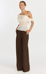 Milla Top - Georgette Asymmetric Draped Top in Cream