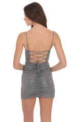 Foil Bodycon Corset Dress in Silver