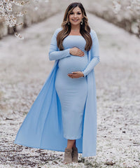 The Bodycon Dress & Duster Set (Baby Blue)