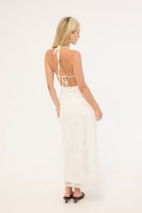 Luck & Trouble Celeste Lace Midi Dress White