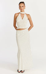 Charlotte Maxi Skirt - Polka Dot Skirt in White & Black Polka Dots