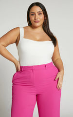 Off My Back Bodysuit - Square Neck Bodysuit in White